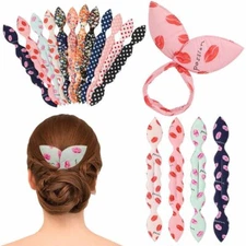 4PCS Set Rabbit Bunny Ears Sponge Clip Foam Curl Donut Twist Hair Bun Maker Tool