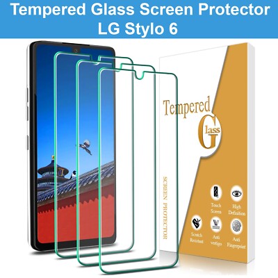 3 PACK Tempered Glass Screen Protector For LG Stylo 6 Full 9H Premium HD Clear