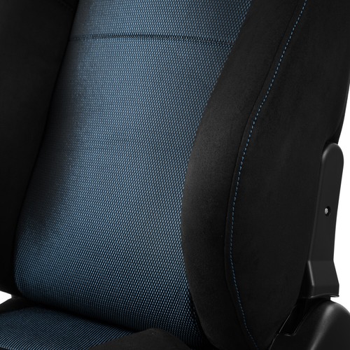 2 x Universal Black+Blue Mesh Fabric Reclinable Racing Seats Left/Right W/Slider - Picture 5 of 6