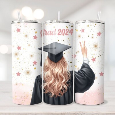Graduation Grad 2024 Senior 20oz Skinny Tumbler Thermo Travel Tumbler 2
