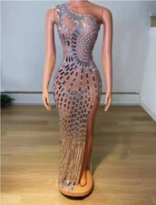  Party Prom Sequins Birthday Celebrate Transparent Costome Singel Shoulder