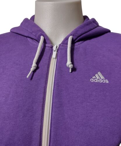 Adidas Jacket Hoodie Women's Medium Full Zip Pockets Embroidered Logo Purple - Picture 2 of 14