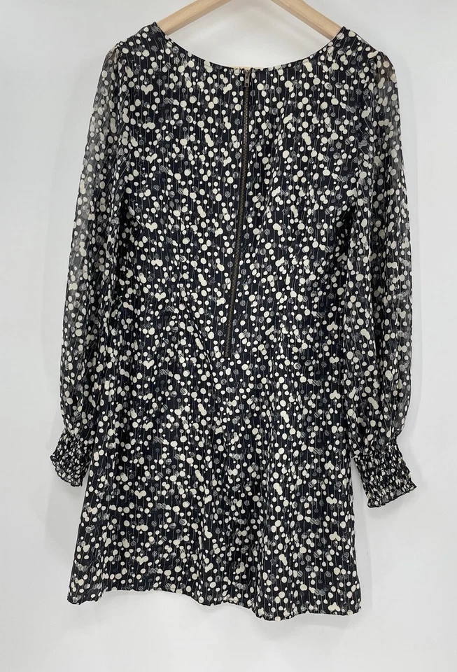 Vestido para mujer Fire Los Angeles estampado geométrico de gasa manga larga talla mediana Foto 3 de 4