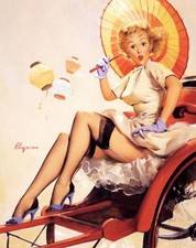 Vintage GIL ELVGREN Pinup Girl A2 CANVAS PRINT Poster China Travels 24" X 18"