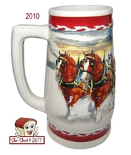 Anheuser-Busch Beer Mug 2010 Budweiser Dashing Through the Snow Beer Stein