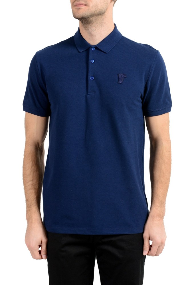 Versace Collection Men's Dark Blue Short Sleeve Polo Shirt