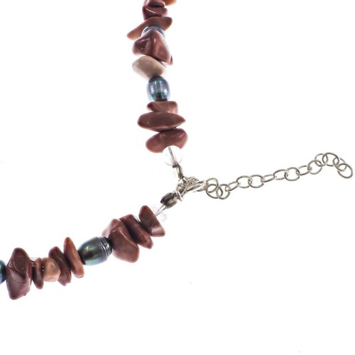 "Collar de plata 925 colgante de jaspe donut gemas astillas perlas, 18" - Imagen 3 de 3