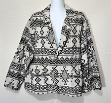 Chicos Design Blazer Womens M/L Medium Large Ivory Black Aztec Jacket