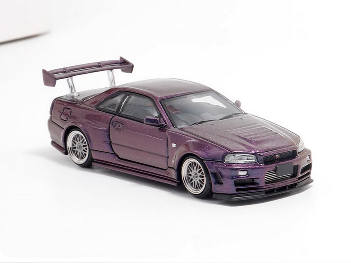 Fuji 1/64 Scale Skyline GT-R R34 Purple Diecast Car Model Toy | eBay