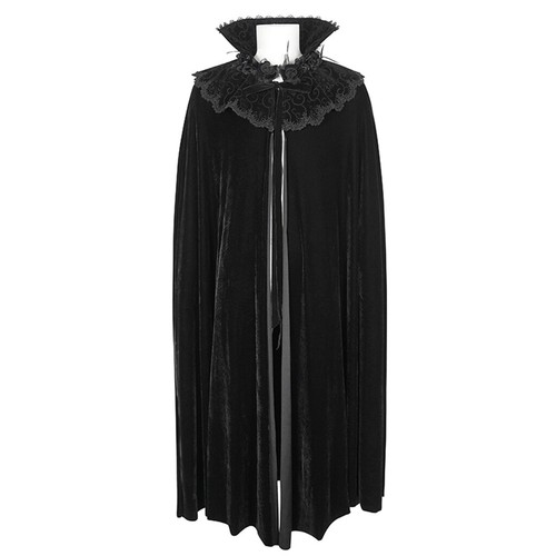 Devil Fashion Men Black Gothic Vampire Lace Trimmed Velvet Cape Cosplay Vampire - Picture 14 of 20