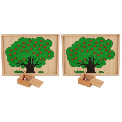  2 Sets Apples Tree Toy Toy Math Teaching Aid Apple Number Matching Toy Counting