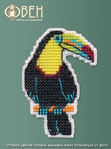 Badge - toucan 1318 Plastic Canvas Oven Counted Cross Stitch Kit - Picture 2 of 3
