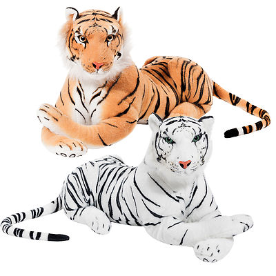 BRUBAKER Plüschtier Plüsch Tiger Weiß o. Braun 75cm groß Plüschtiger lebensecht