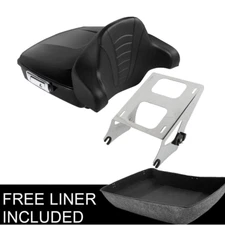 Chopped Pack Trunk & Backrest Mount Rack Fit For Harley Touring 14-25