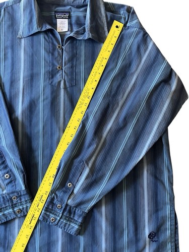 Vtg Patagonia Rhythm Line Organic Cotton Blue Striped Pullover Shirt Men’s XL - Picture 15 of 16