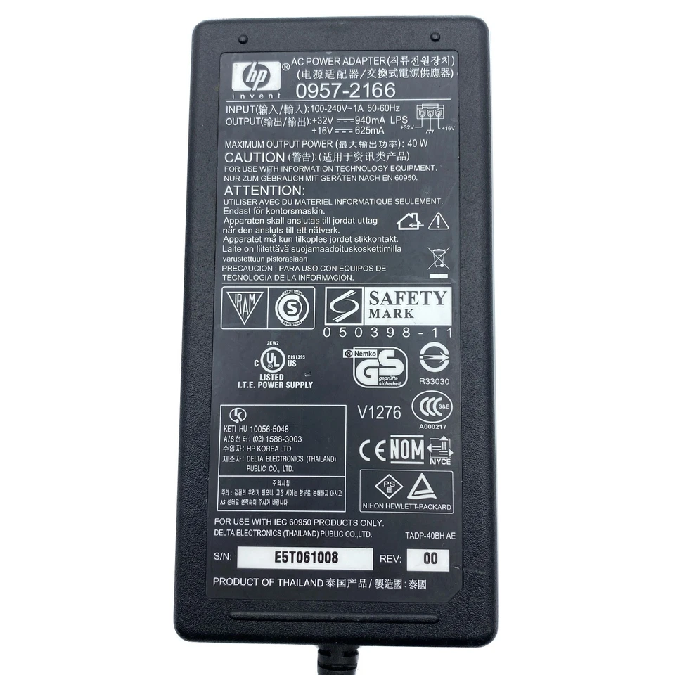 Genuine HP 32V 940mA 16V 625mA AC Adapter Charger Model 0957-2166 0950-4466 OEM - Image 2 of 4