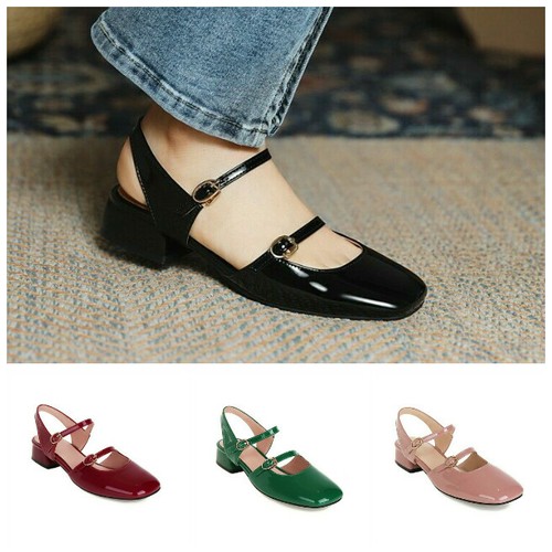 Ladies Block Low Heel Double Buckle Mary Jane Shoes Slingback Sandals Pumps  Prom | eBay