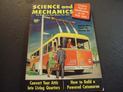 Science and Mechanics Apr 1954 1954 Car Specifics, Attic into Space ID:52083