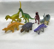 Mixed lot of 7 DINOSAURS heavy plastic pretend Imagination multicolor mix sizes