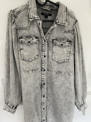All Saints Ava snow grey denim Dress Size 12 *PRICE REDUCED* - Picture 2 of 17