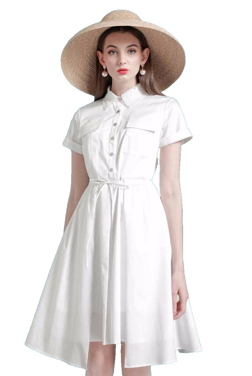 Handmade Short Sleeve Shirt Dresses for Women