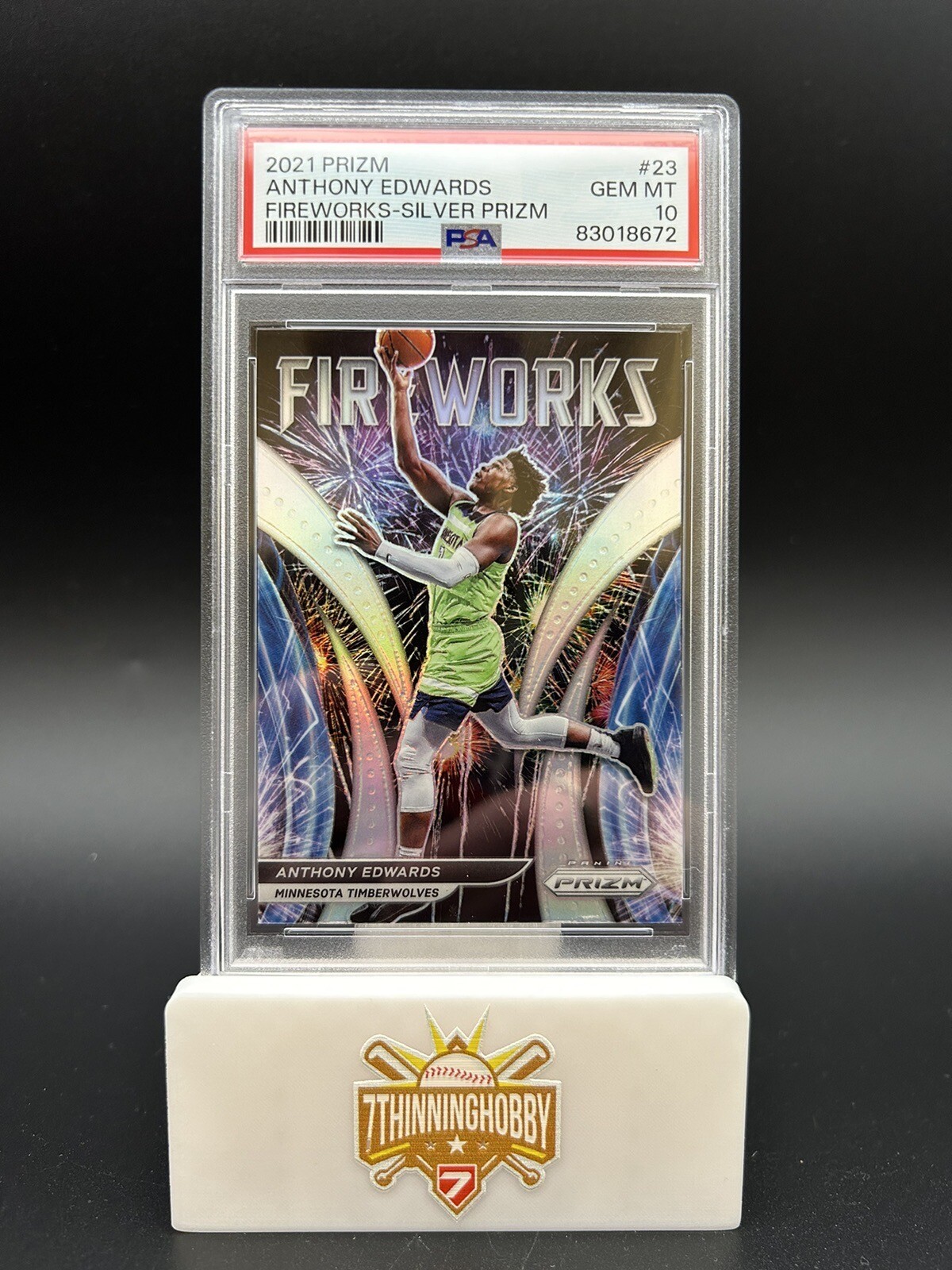 2021 PANINI PRIZM FIREWORKS SILVER PRIZM ANTHONY EDWARDS CARD PSA 10 LOW POP