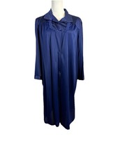 VTG Vanity Fair Navy Blue Robe Size 40 Nylon Button Front Lounger USA