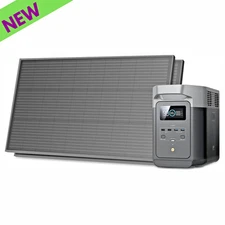 QTY 2 EcoFlow DELTA 2 Portable Power Station With Two 100W Rigid 12V Solar Panel