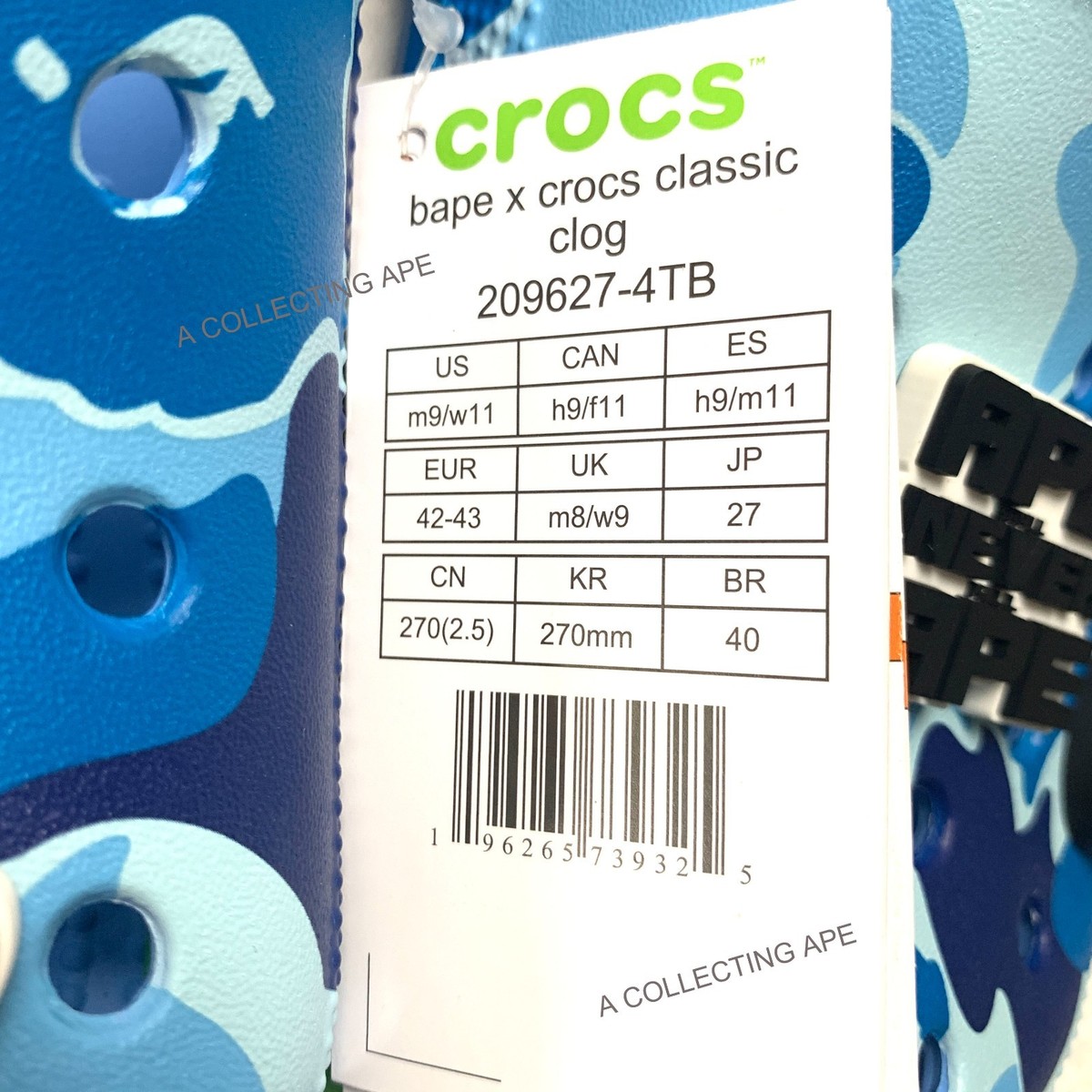 【新品】A Bathing Ape Crocs ベイプ Blue 27センチ A BATHING APE x Crocs Classic Clog - Blue – mStore.Kh
