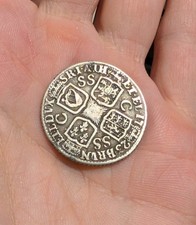 RARE .925 silver 1723 George I shilling. SOUTH SEA COMPANY coin