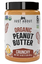 Just about Foods Organic & Keto Peanut Butter Crunchy 1 Lb Gluten-Free, No Sugar
