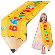 Back to School Table Runner, Pencil Party Table Runner for Classroom Tables D...