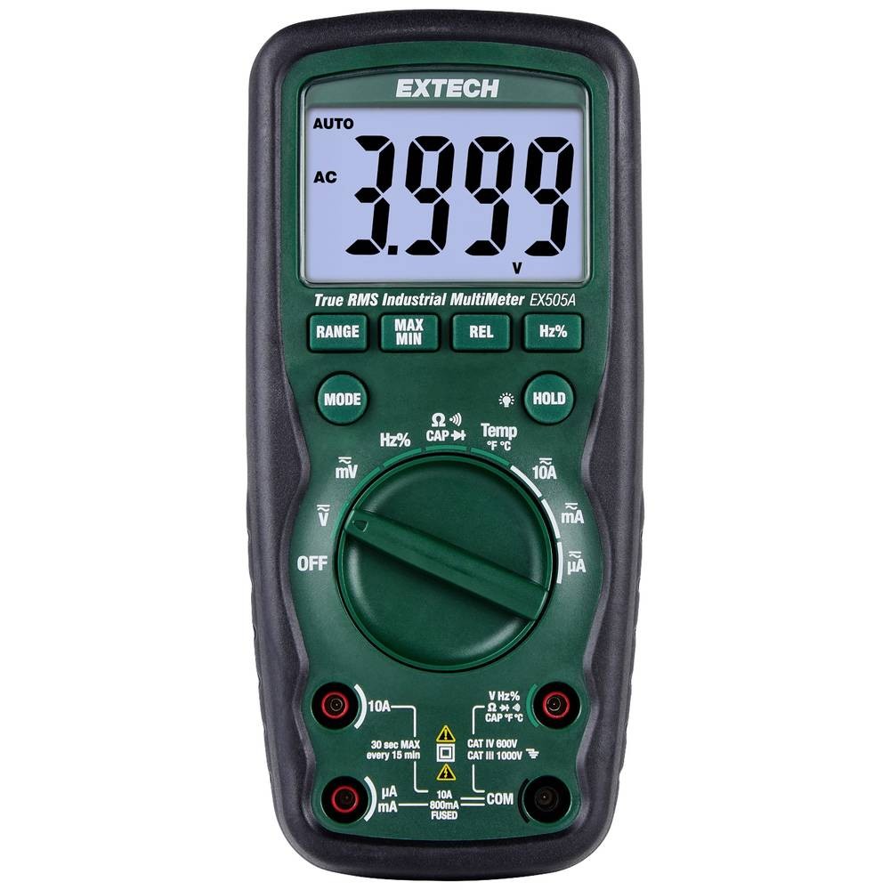 Multimètre numérique Extech EX505A-K CAT IV 600V étanche IP67 pour mesures électriques
