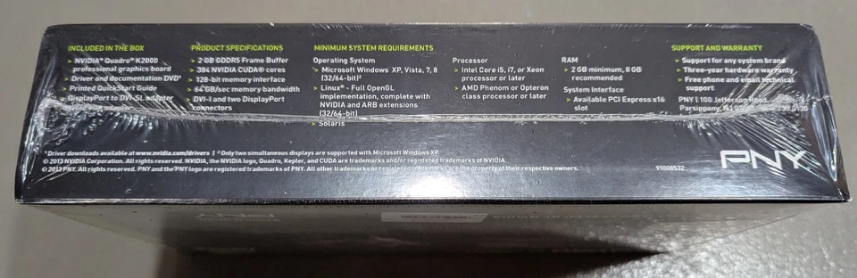 NEW SEALED NVIDIA Quadro K2000 Professional Graphics Card PNY 2GB GDDR5 - Image 2 of 3