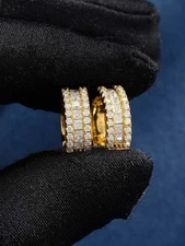 Princess Cut Simulated Diamond Clip On Hoop Earrings In 14k Yellow Gold Plated