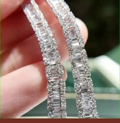 7Ct Baguette Cut Simulated Diamond Women's 7.5 '' Bracelet 14K White Gold Plated
