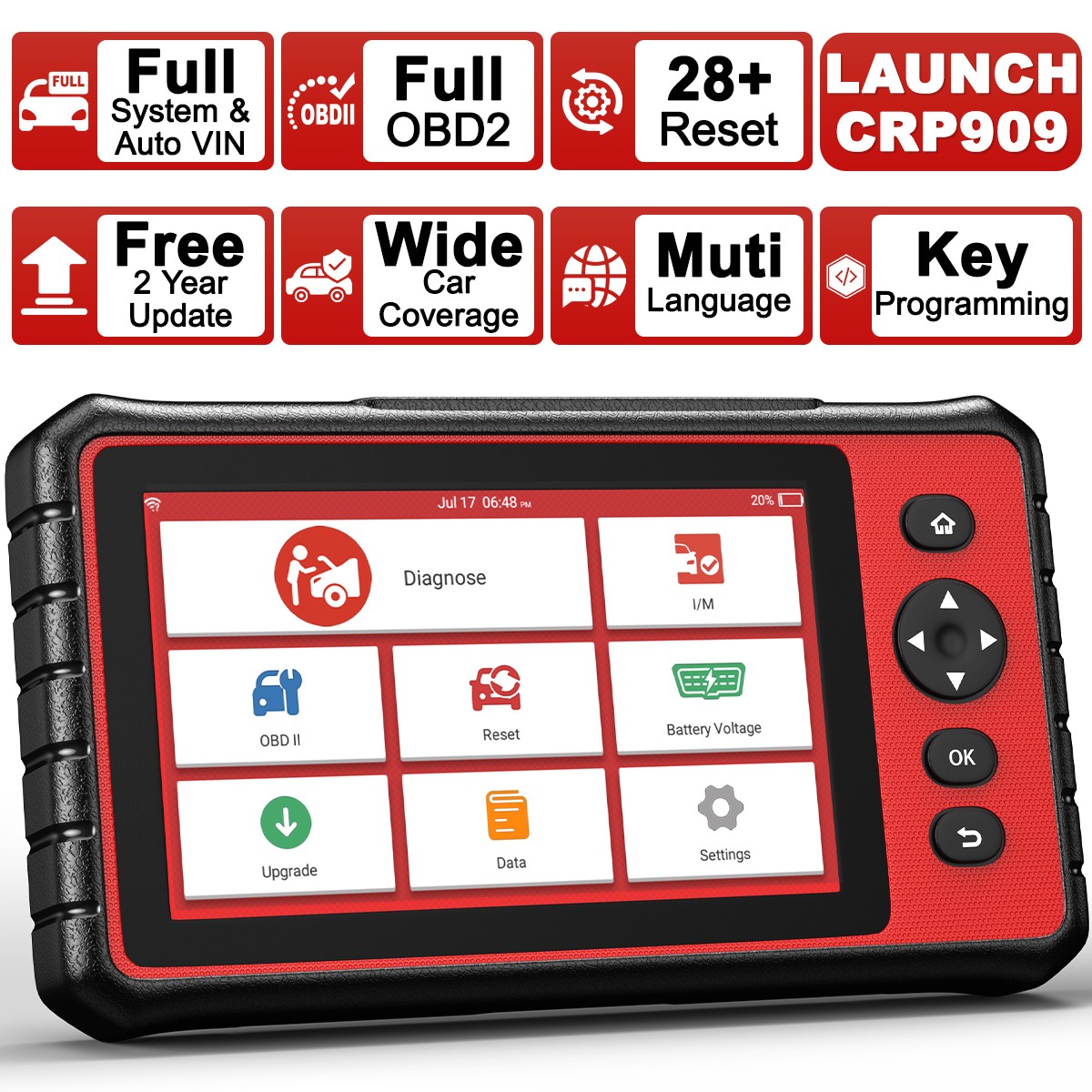 2026 CRP909E Car All System OBD2 Scanner ECU Diagnostic Engine DTC Code Reader