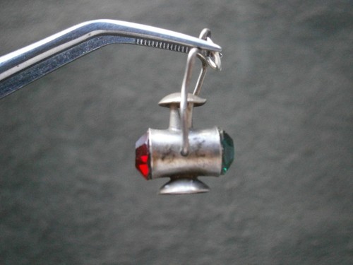 Rot grüne UK Eisenbahn Laterne Vintage Sterlingsilber 1,6 g ~ Griff bewegt sich - Bild 3 von 10