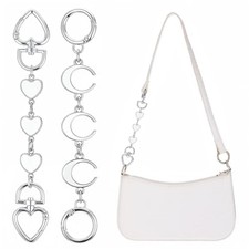 2 Pcs Purse Extender Chain Silver Bag Extender Chain, Heart Moon Purse Strap