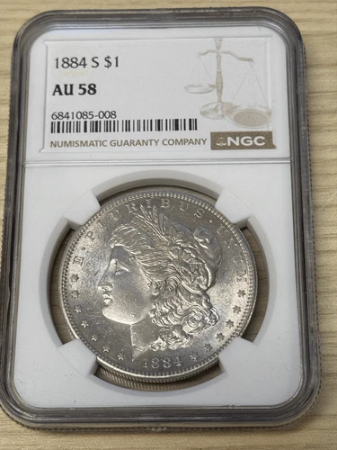 1884 S $1 Morgan Dollar NGC Au 58