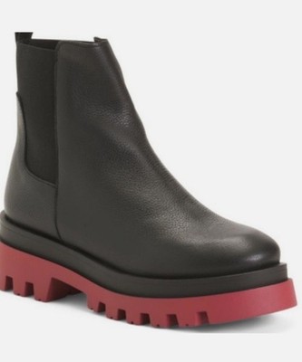 BERTUCHI Chelsea Sharon Dolly Boots  38/US 9.5 Spain Black Leather Red Lug Sole