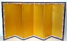 Vintage Japanese Gold Folding Screen Miniature Byobu Hina Doll Display 6 Panel