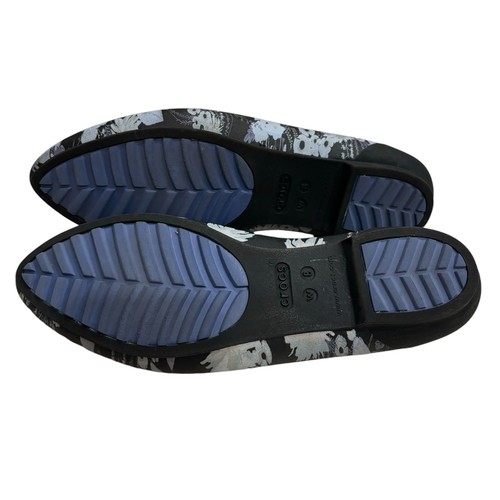 Crocs Women's Size 8 Black Floral Print Iconic Comfort Eve Ballet Slip On Flats - Picture 4 of 10