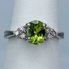 925 Sterling Silver RJ Graziano Green Peridot & CZ Ring Size 7 Vintage