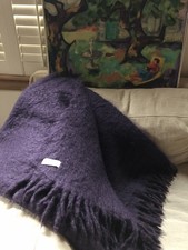 Restoration Hardware Luxe Purple/Aubergine Mohair Angora Wool Throw Spain 50x70"