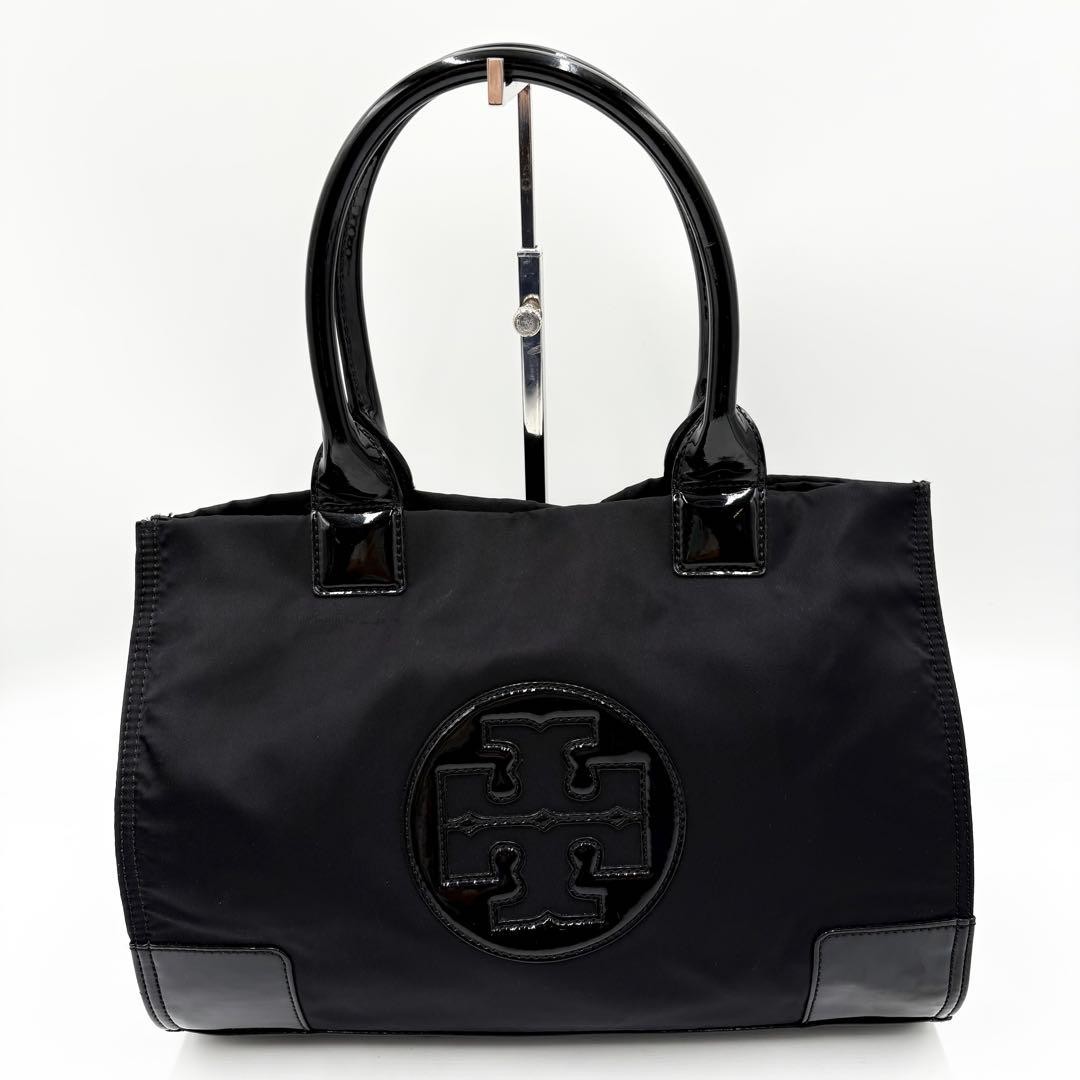 Tory Burch Ella Tote Bag Nylon x Patent Leather Black Women's From Japan thumbnail 2