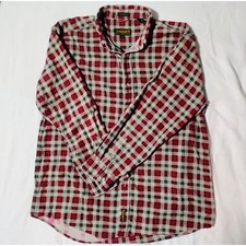 Vintage Timberland Weathergear Mens L Corduroy Plaid Button Shirt Red Green
