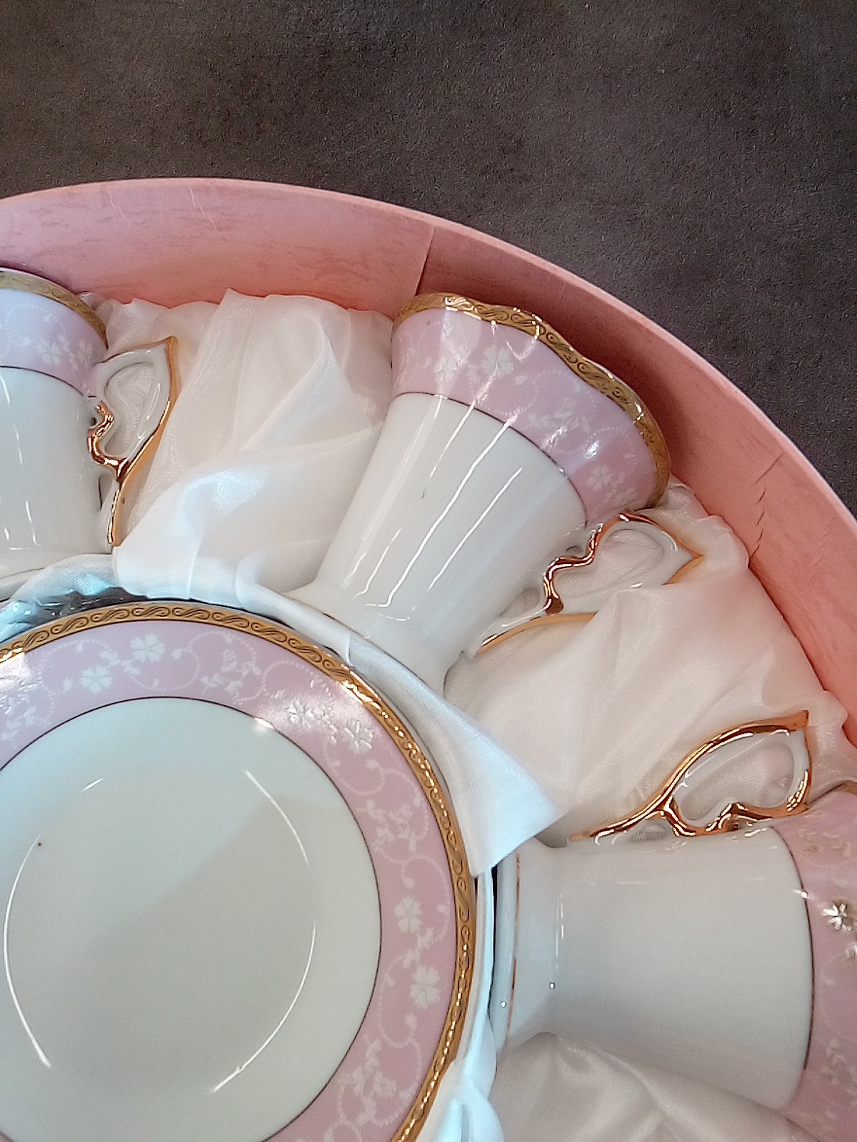 Vintage Japan Fine Porcelain Demitasse Cup Saucers Set of 6 White Gold Trim New