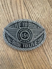 Belt Buckle- Live To Ride Ride To Live American Biker USA