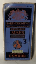 Bartholomew's Half-inch Contoured Cloth Map - Exmoor - Sheet 3 - 1935